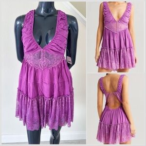 NWT Free People Intimately Spring Fling Romper in Radiant Orchid Size Small